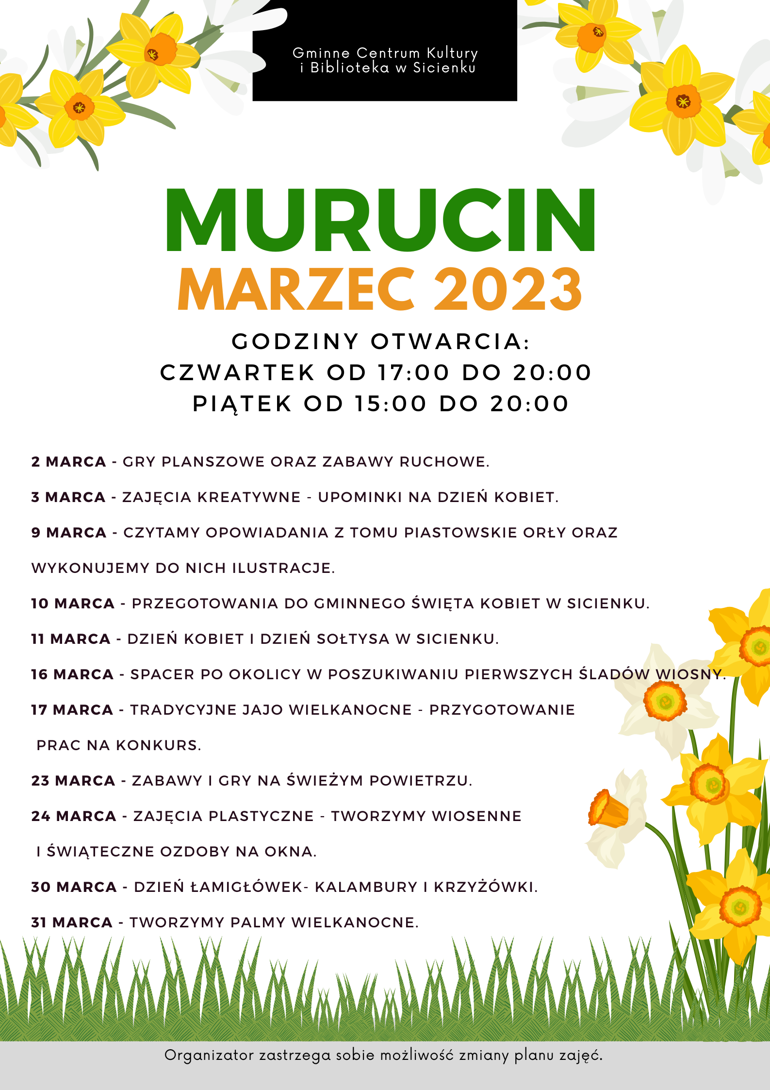 Plan pracy - marzec 2023 Murucin