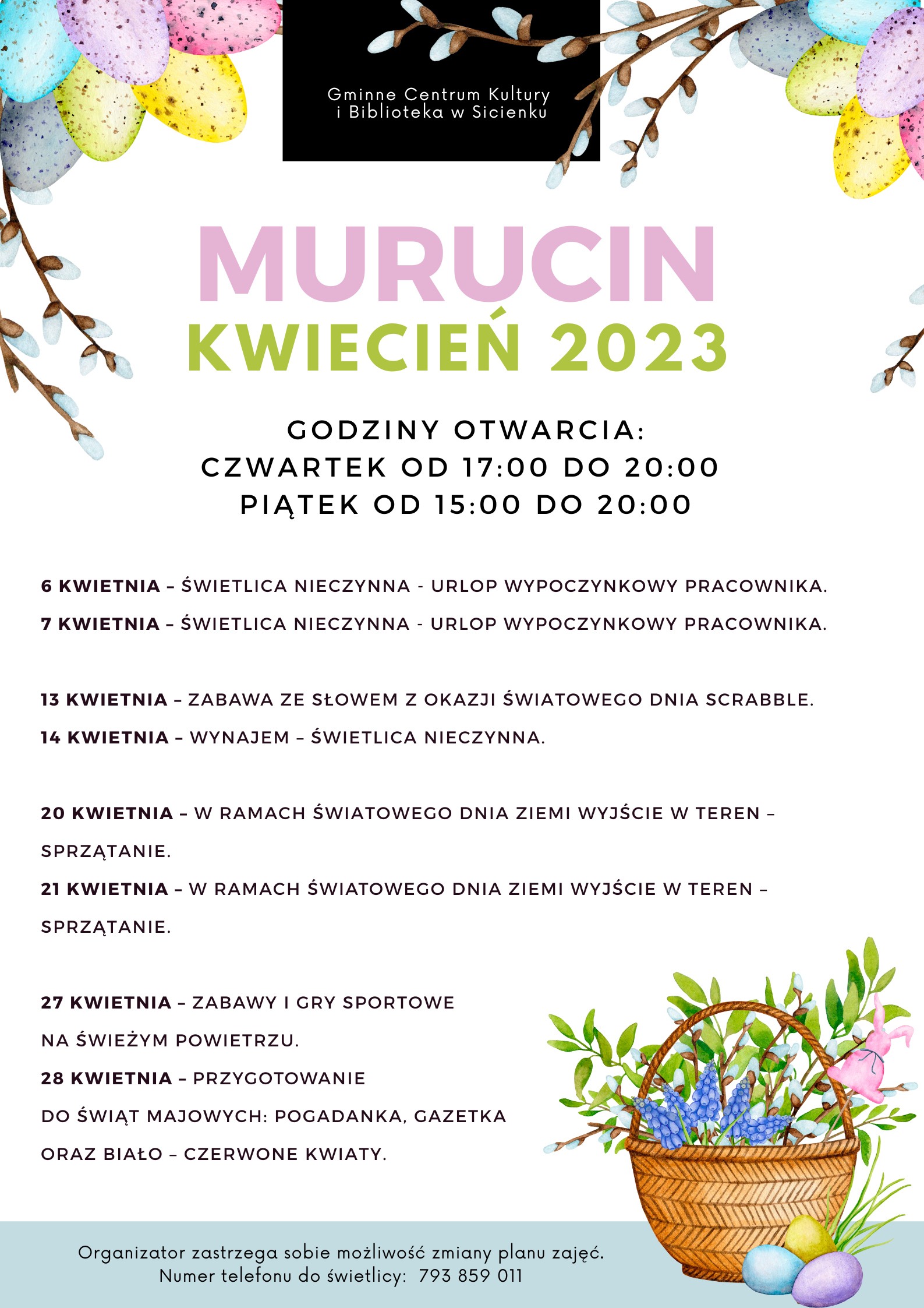 Plan pracy - kwiecień 2023 Murucin