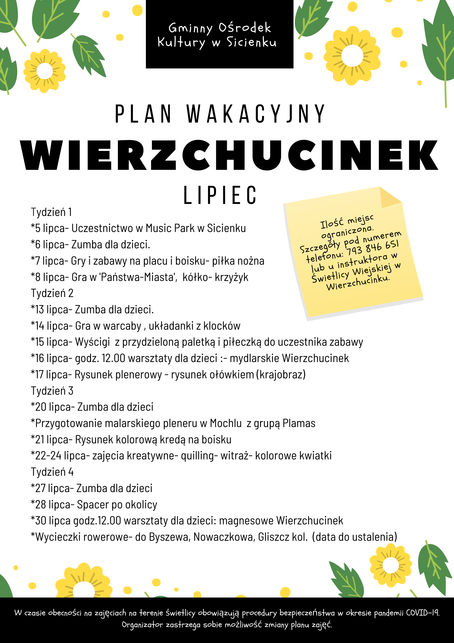 Plan wakacyjny- Wierzchucinek