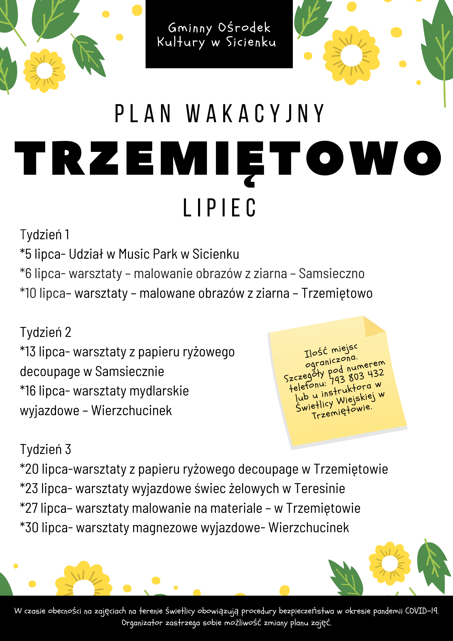 Plan wakacyjny- Trzemiętowo