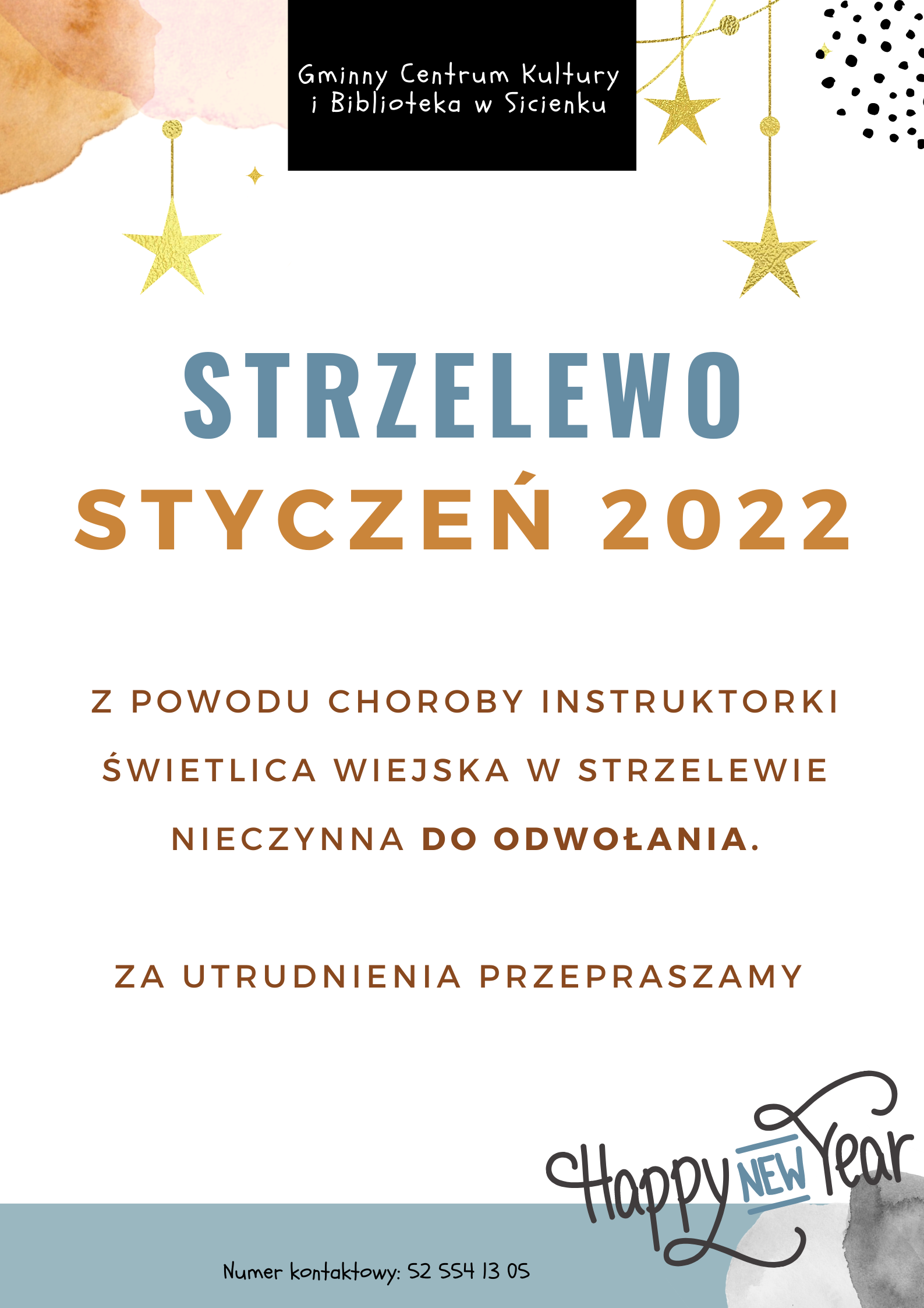 Plan pracy styczeń 2022- świetlica wiejska w Strzelewie.