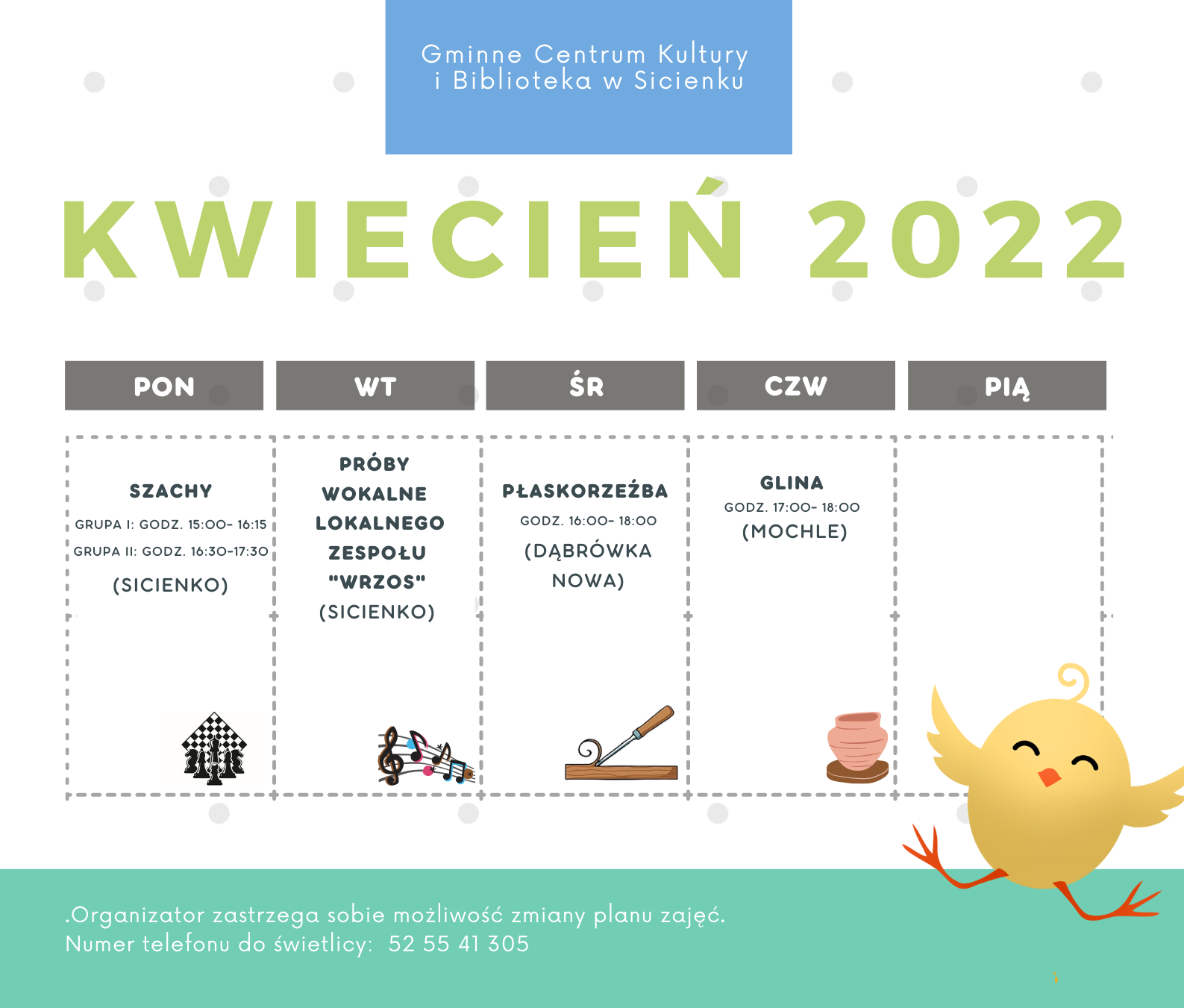 Plan pracy kwiecień 2022- GCKiB