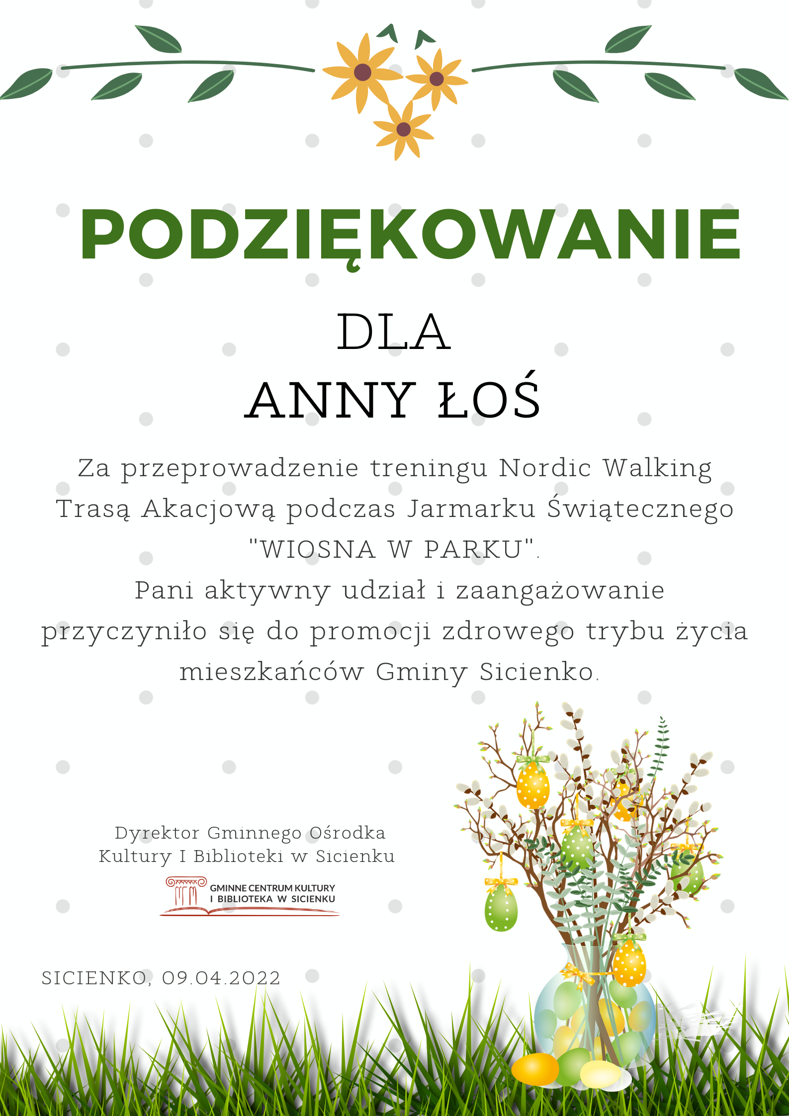 Podziękowania dla Anny Łoś.