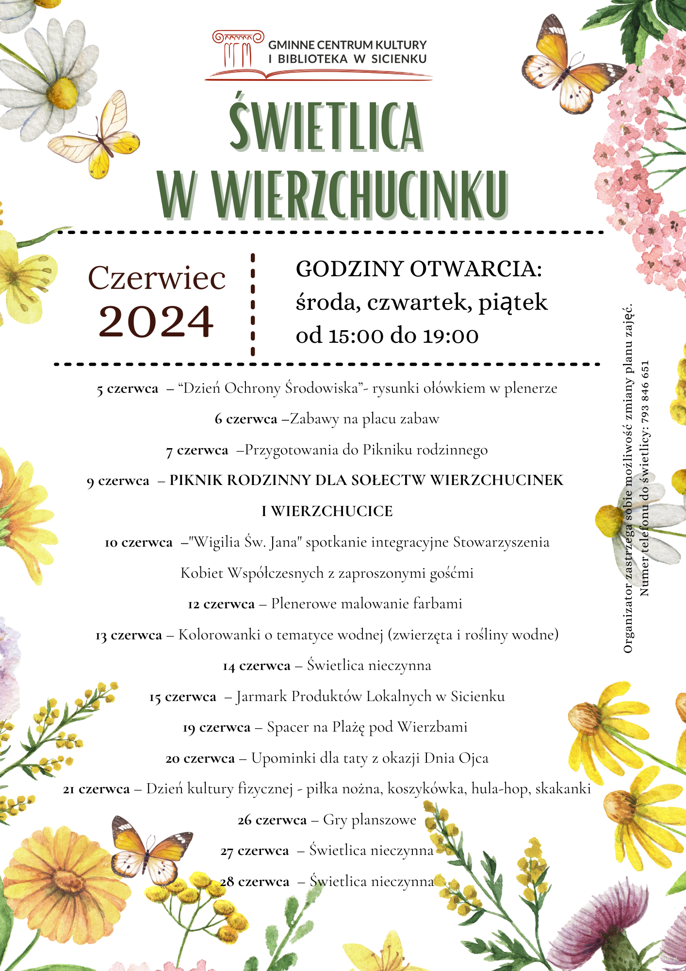 Plan pracy - czerwiec Wierzchucinek 