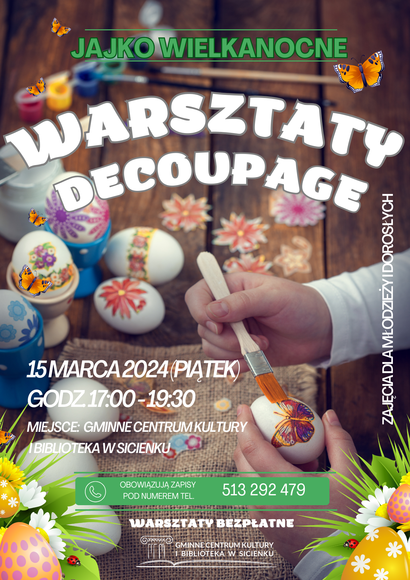 Plakat - warsztaty decoupage