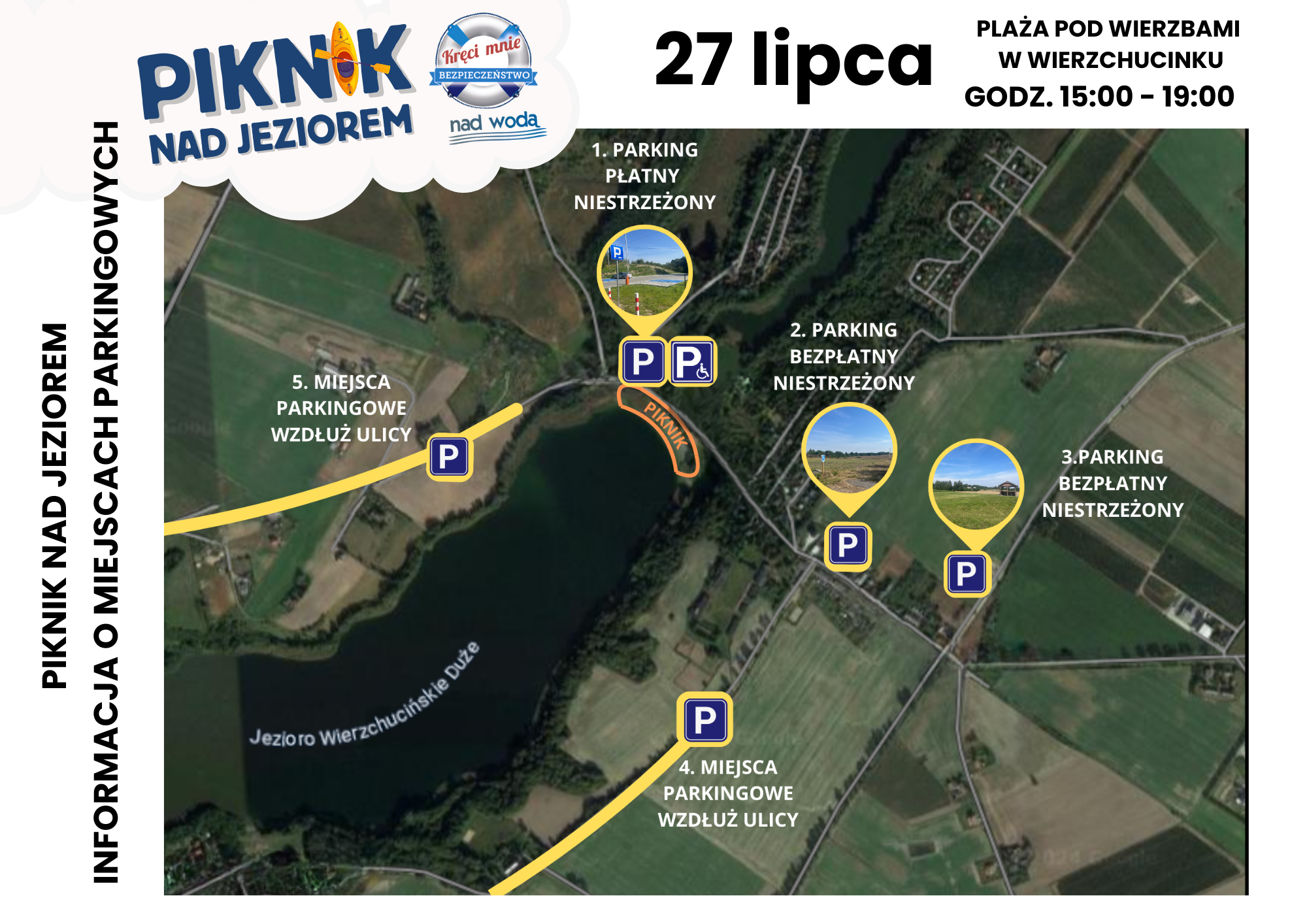 Miejsca parkingowe - piknik nad jeziorem