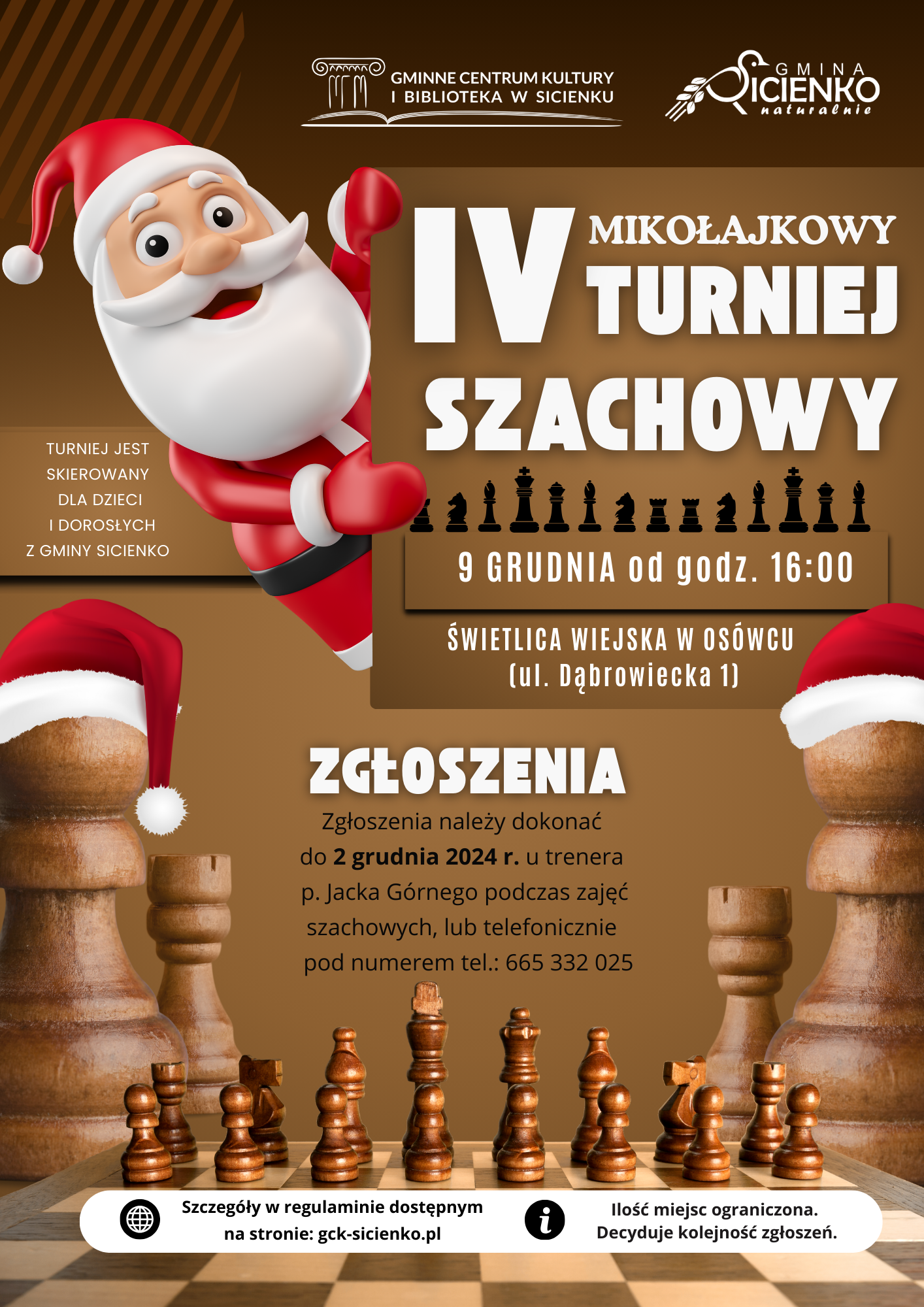 Plakat - IV Mikołajkowy Turniej Szachowy