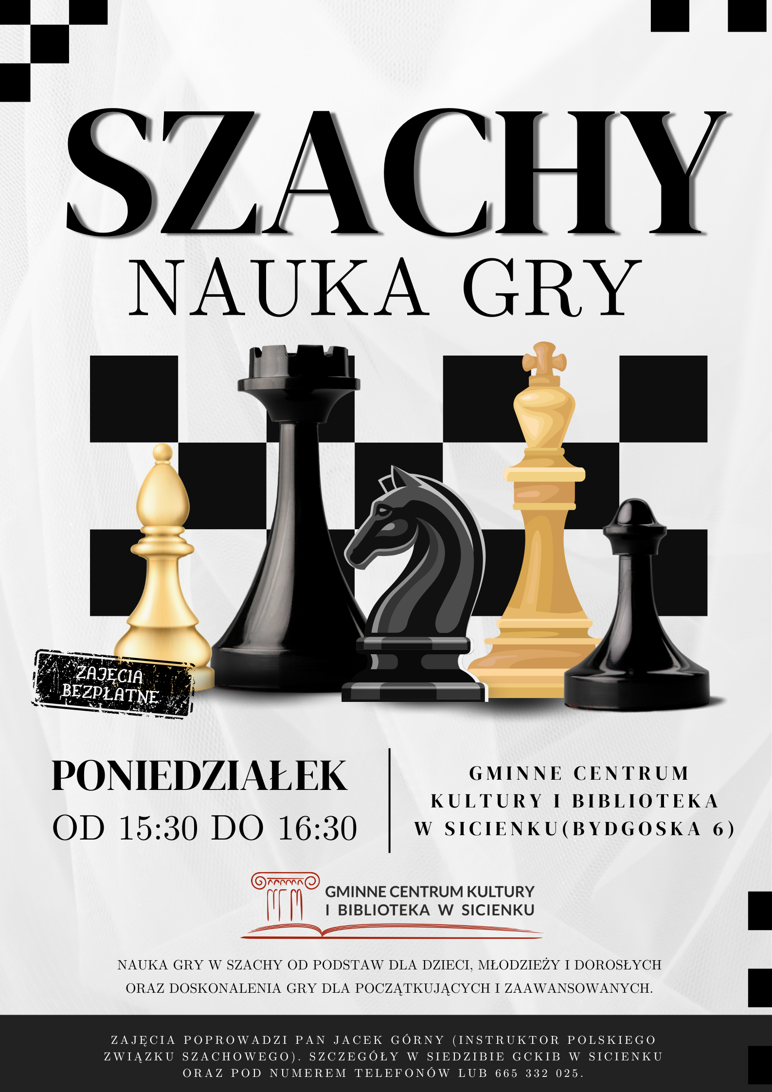 Plakat - nauka gry w szachy