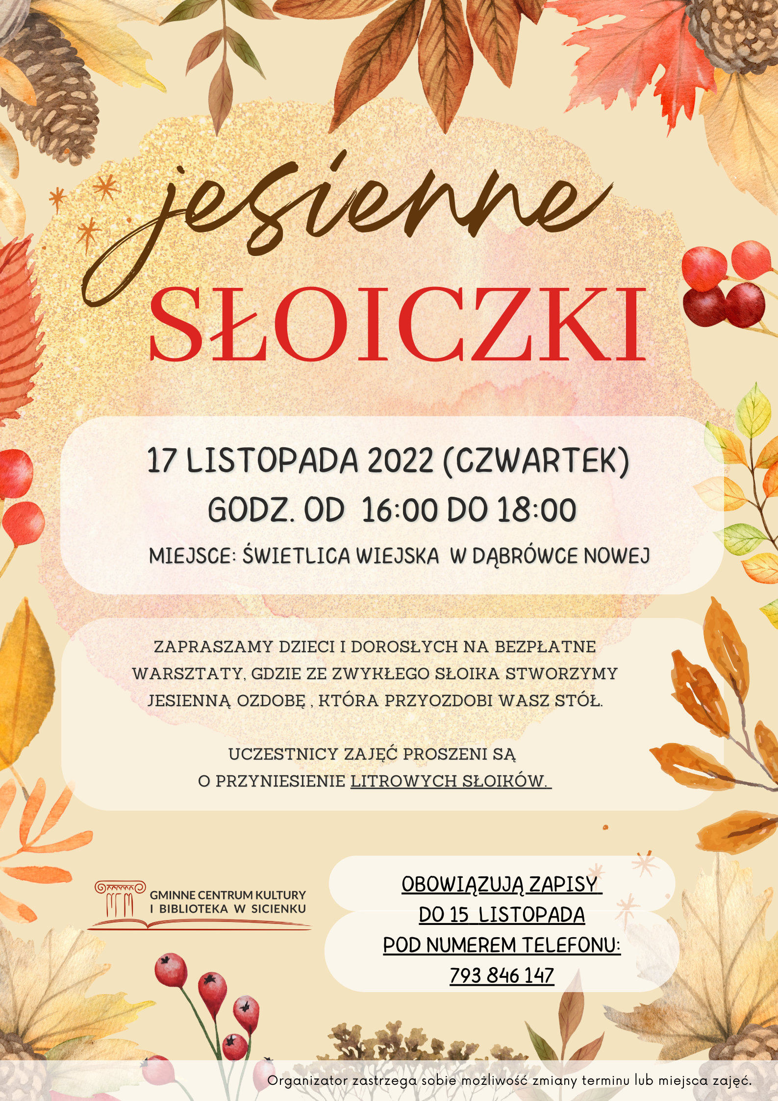 Plakat - Jesienne Słoiczki